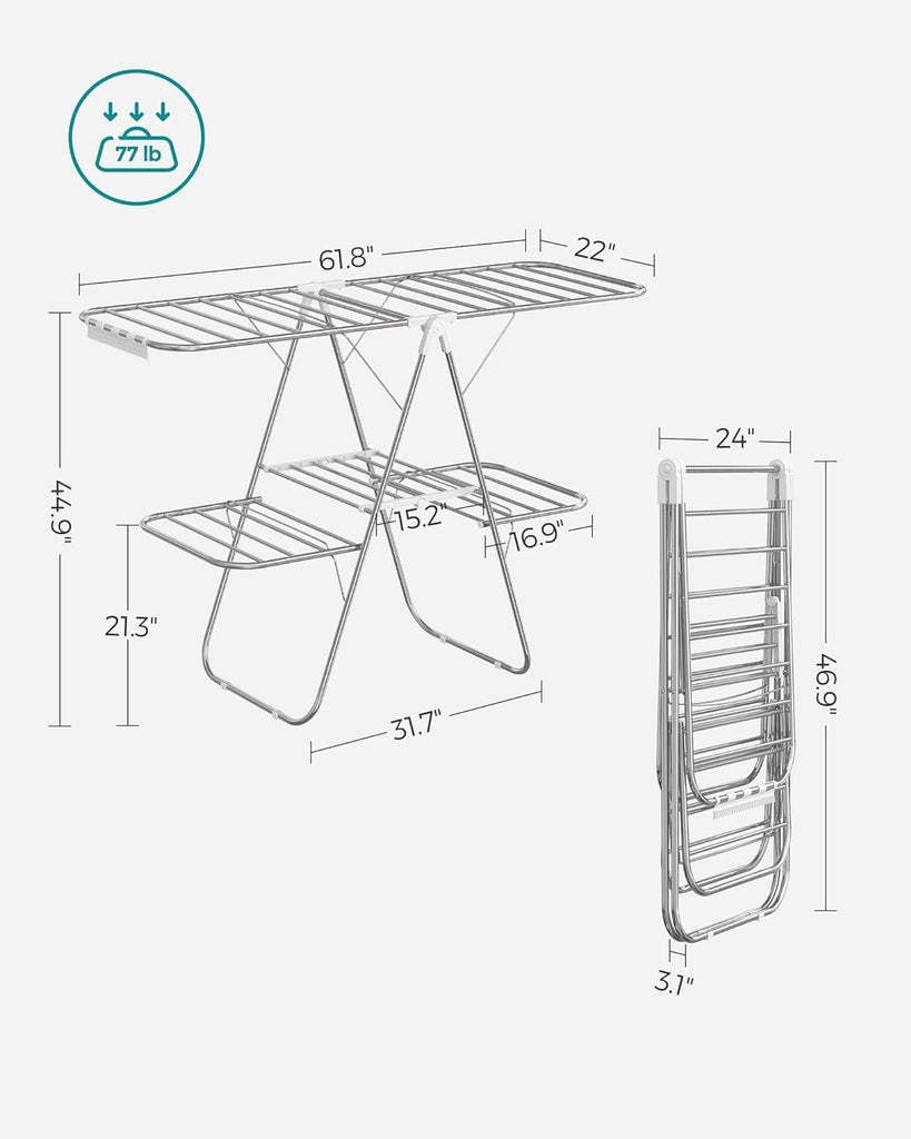 Foldable 2-Level Large Clothes Drying Rack