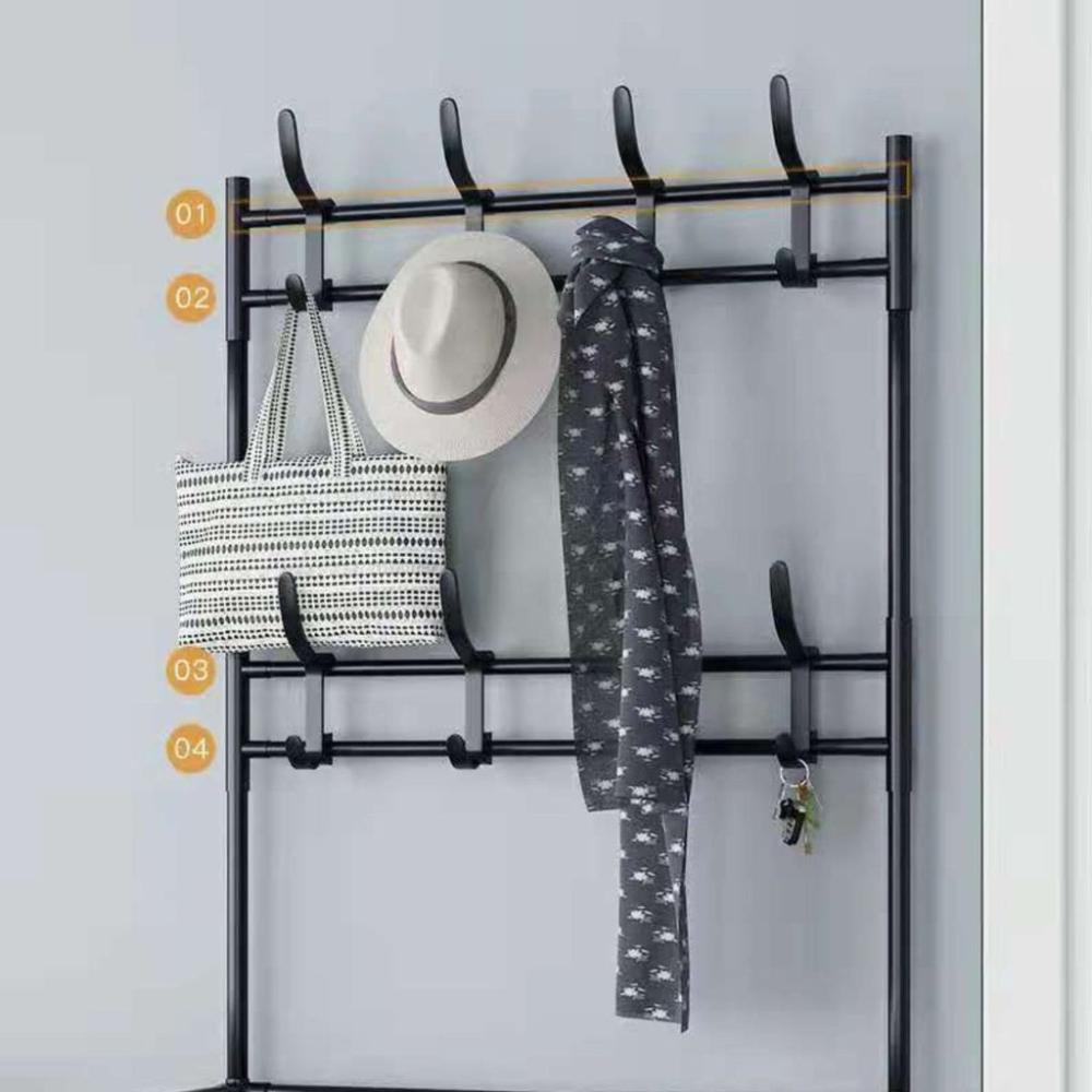 Clothes Rack with Shoe Rack Shelves (Black)