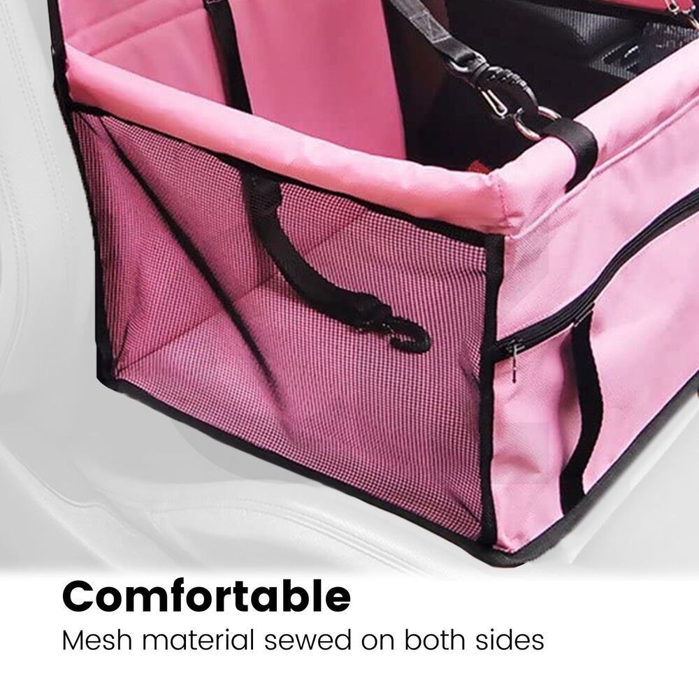 Car Booster Seat Pet Carrier Safety Protector Basket - Pink