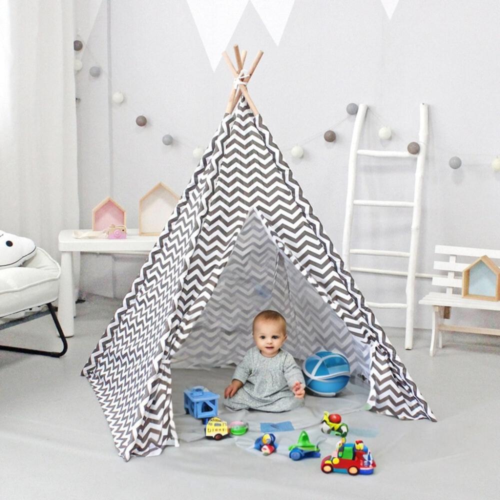 Kids Teepee Tent with Side Window - Wave Stripe