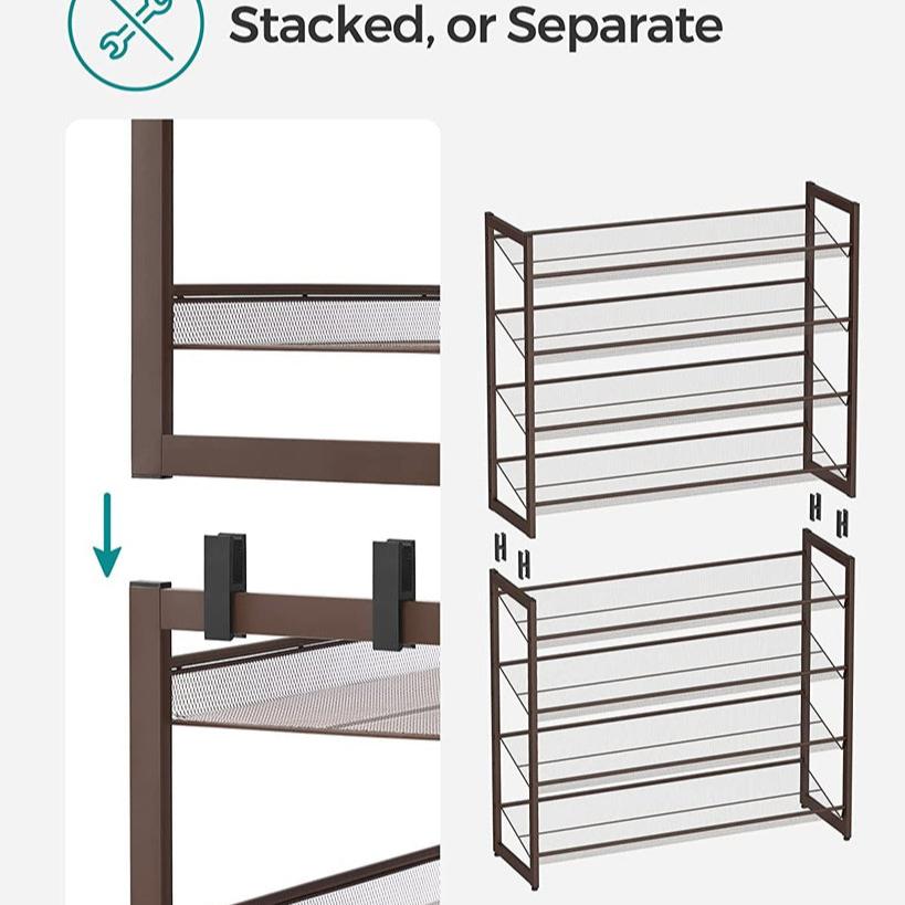 8-Tier Shoe Rack Storage 32 pairs - Grey