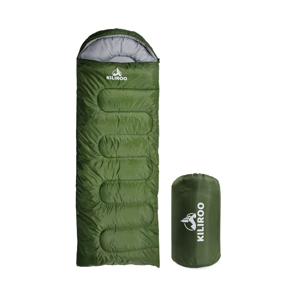 Camping Fibre Sleeping Bag 500GSM - Army Green