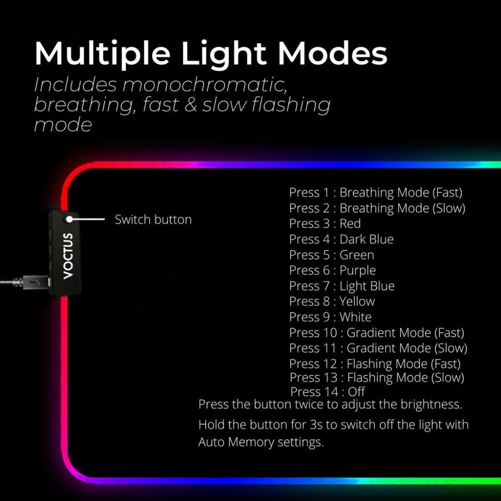 RGB Mouse Pad 4 USB Ports 80 x 30 x 0.4cms