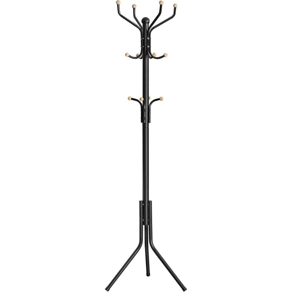 Metal Coat Rack 182cms Tall Hall Tree - Black