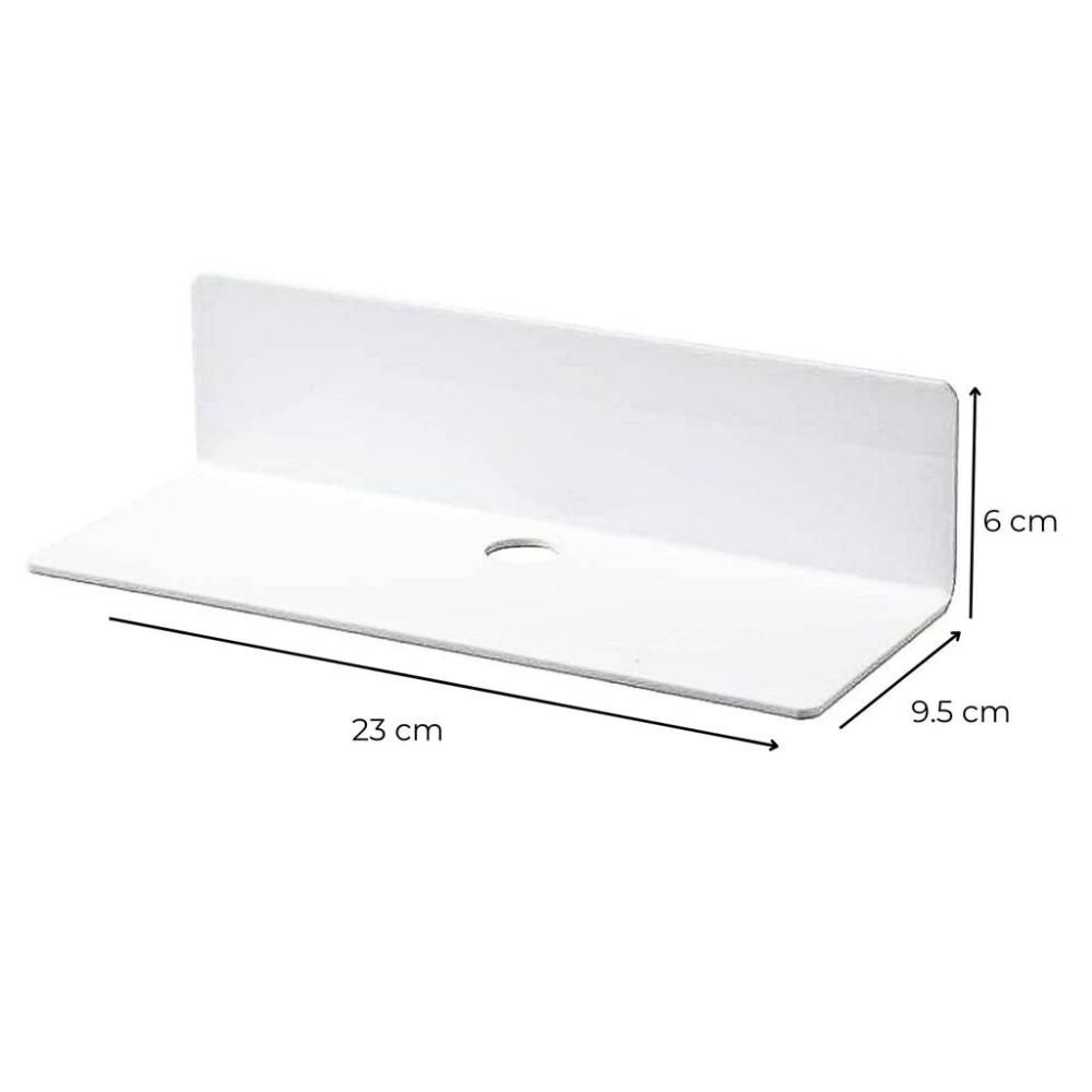 Acrylic Floating Wall Shelves Set of 2 with Cable Clips (White)