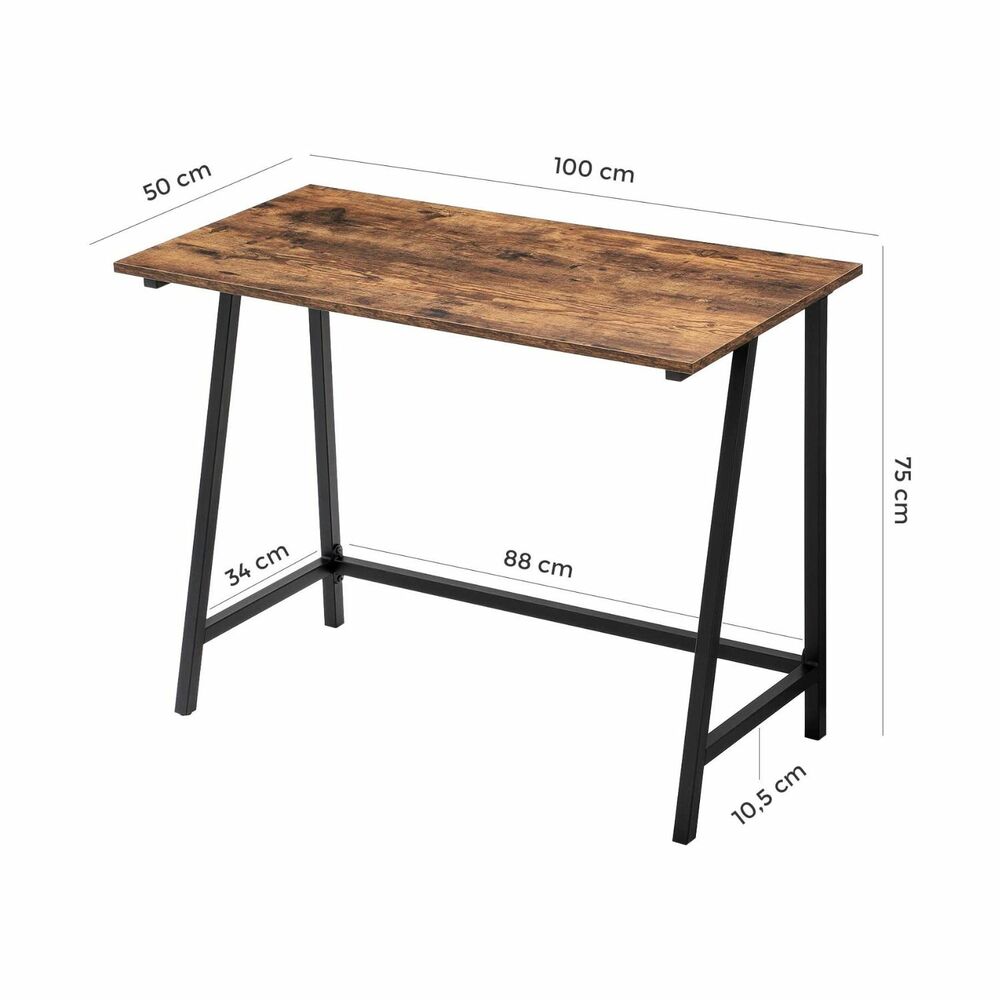 Computer Desk with Steel Frame Rustic Brown - 100cms