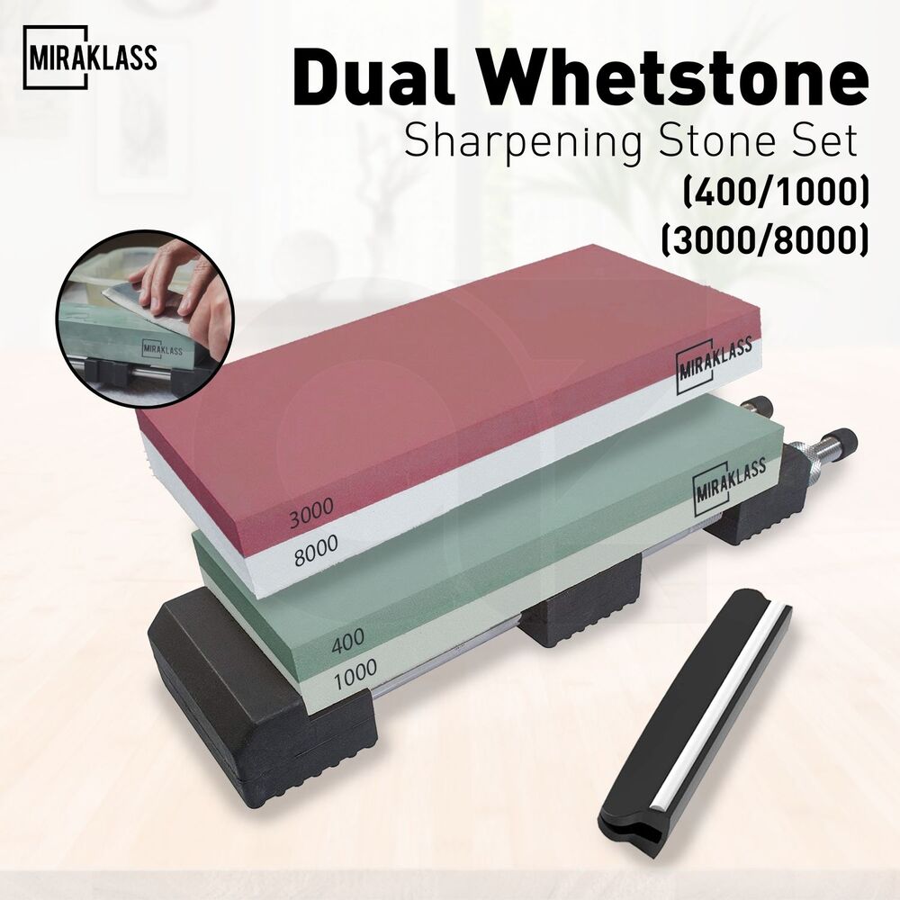 Dual Sharpening Premium Whetstone Knife Sharpener Grit Set