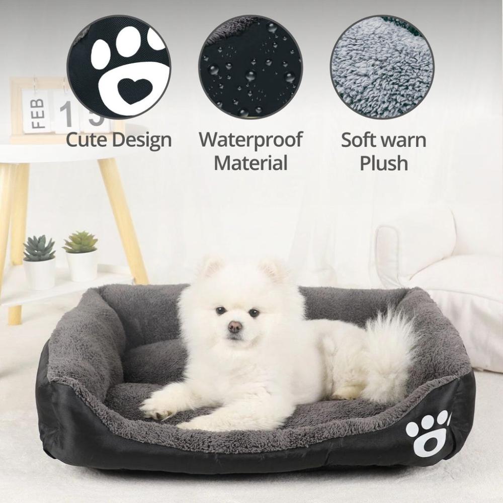 Washable Pet Bed Square L Size Comfy - Black and Dark Grey