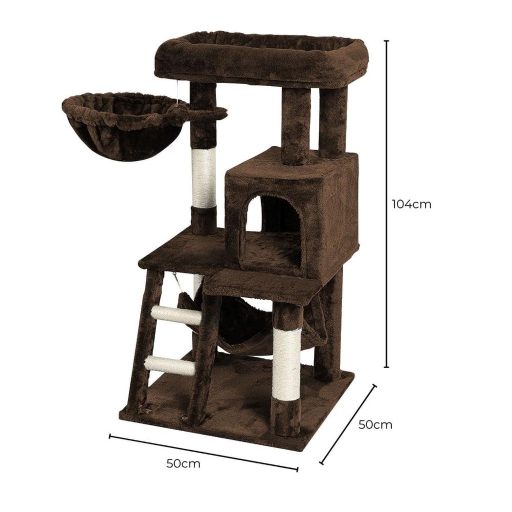 Plush Cat Condo Cat Tree - Brown 104cms