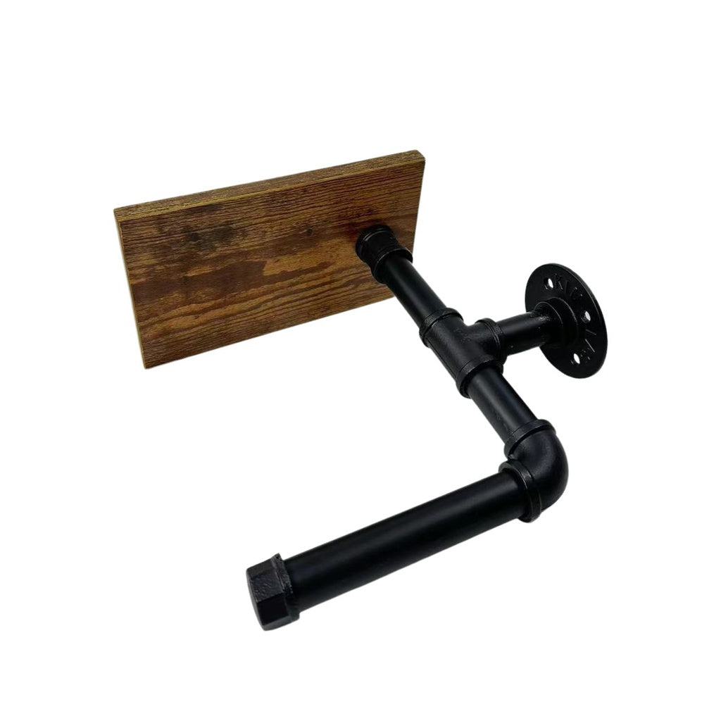 Industrial Pipe Toilet Paper Roll Holder with Phone Shelf