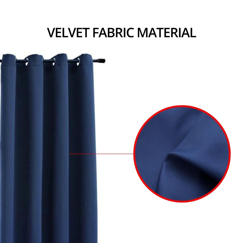 Set of 2 Thermal Insulated Blackout Window Curtains W132cm x D213cm - Dark Blue