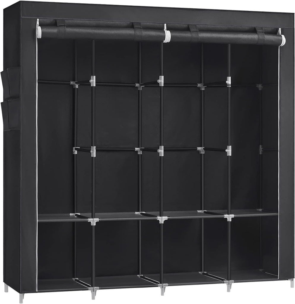 Clothes Wardrobe Portable Closet with Cover - Black