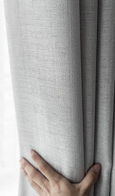 Set of 2 Natural Linen Blended Curtains - Light Grey