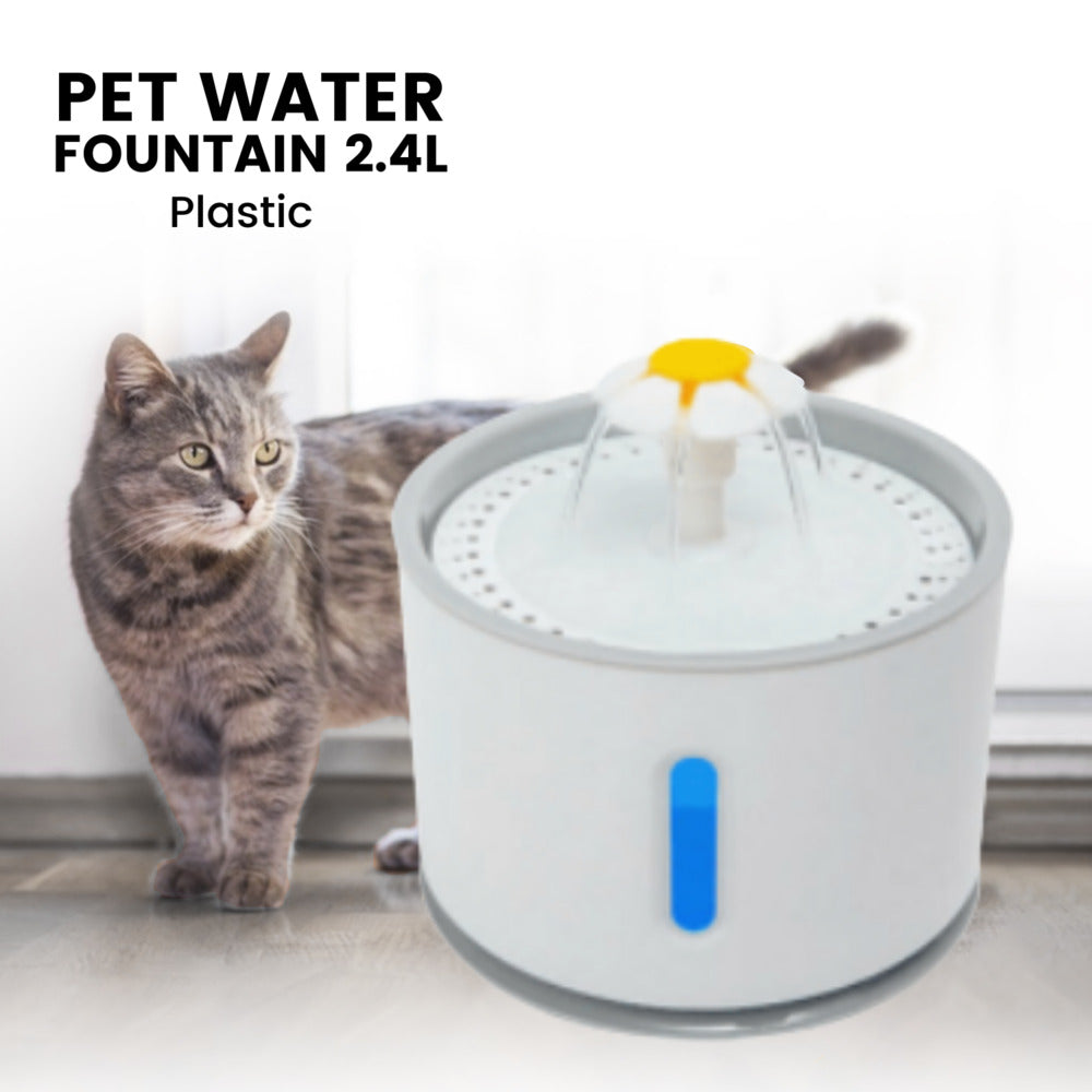 2.4L Automatic Pet Water Fountain Drinking Dispenser And Filter Grey