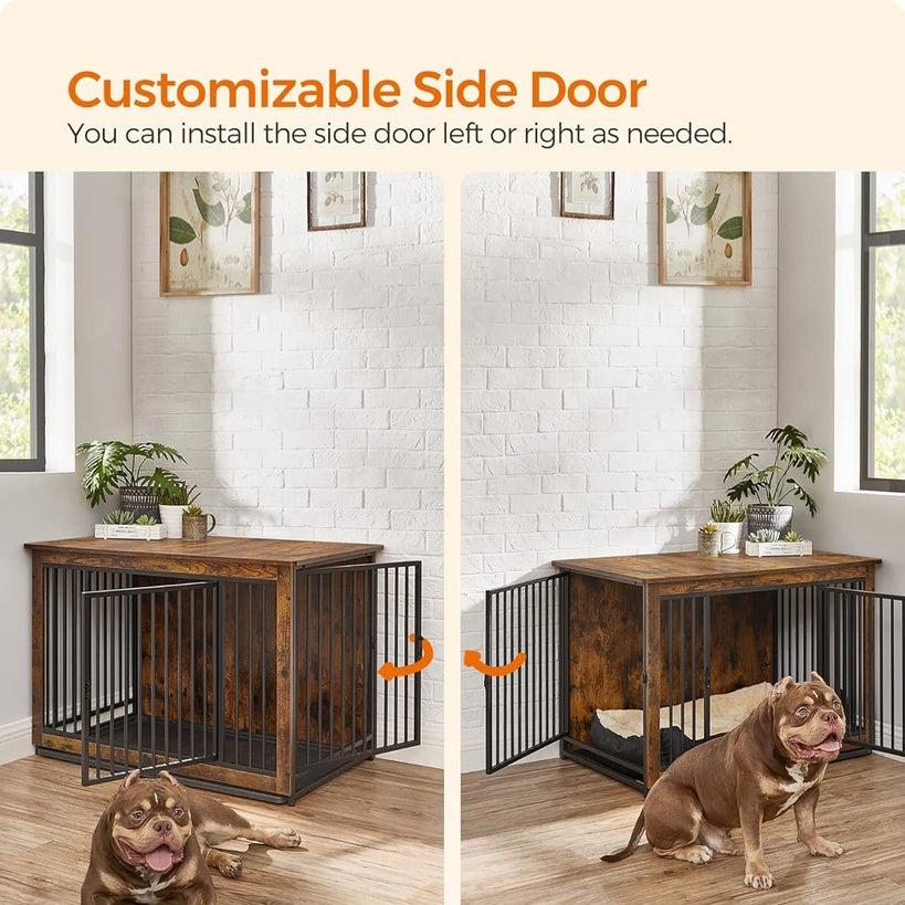 Dog Crate End Table for Medium Dogs - Rustic Brown