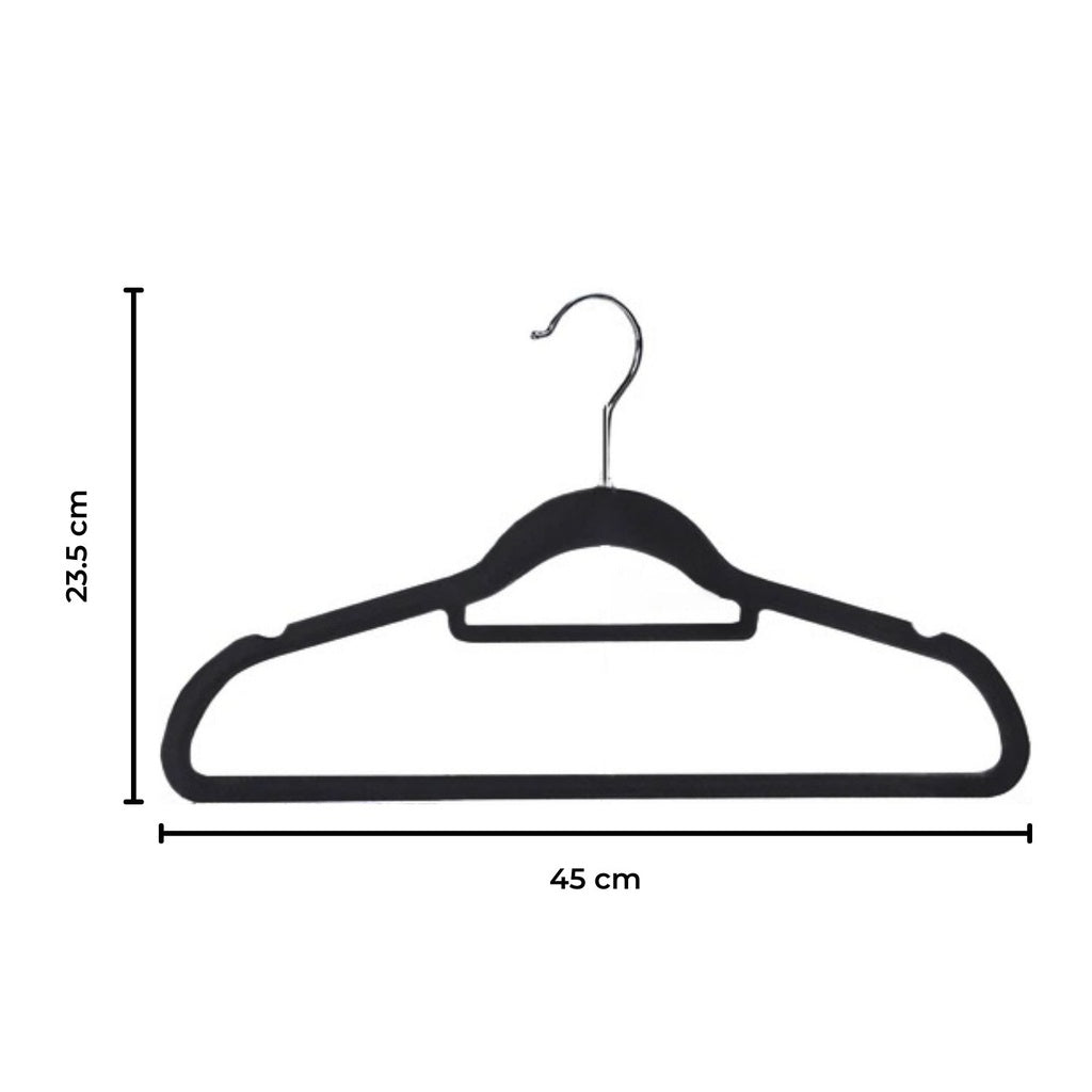 Non-Slip Velvet Suit Hangers (Black) - Pack of 30