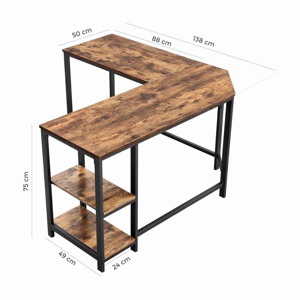 Authentic Style L-Shaped Desk with Shelves