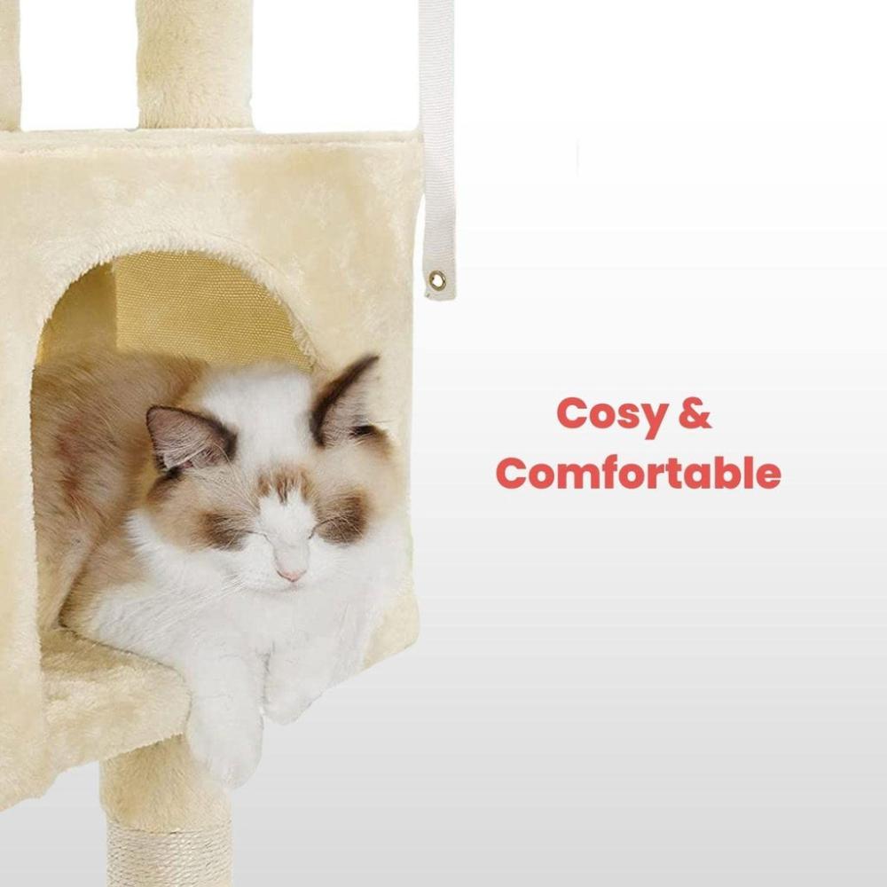 Plush Cat Condo Cat Tree Beige - 170cms