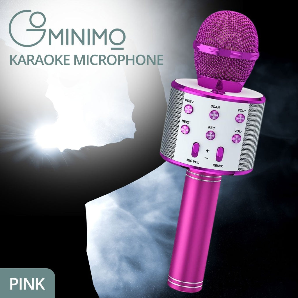 4 in 1 Wireless Bluetooth Karaoke Microphone with Record Function (Pink)