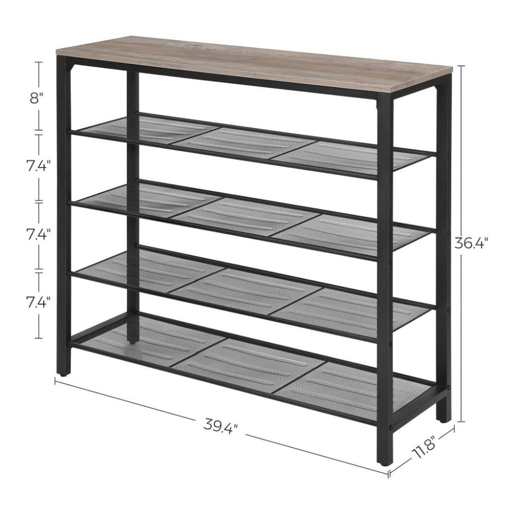 Shoe Rack Organizer with 4 Mesh Shelves