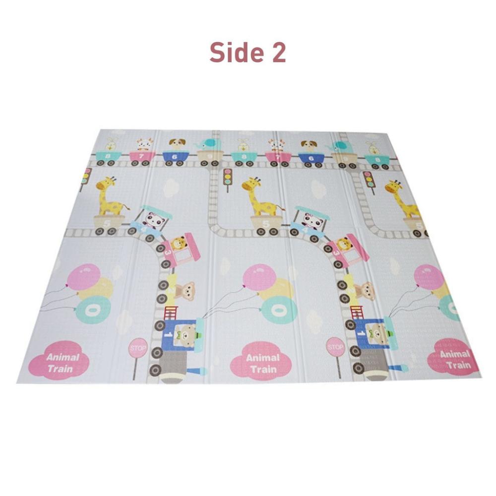 Baby Foam Reversible Playmat 200x180x1cm (Animal Tree & Train)