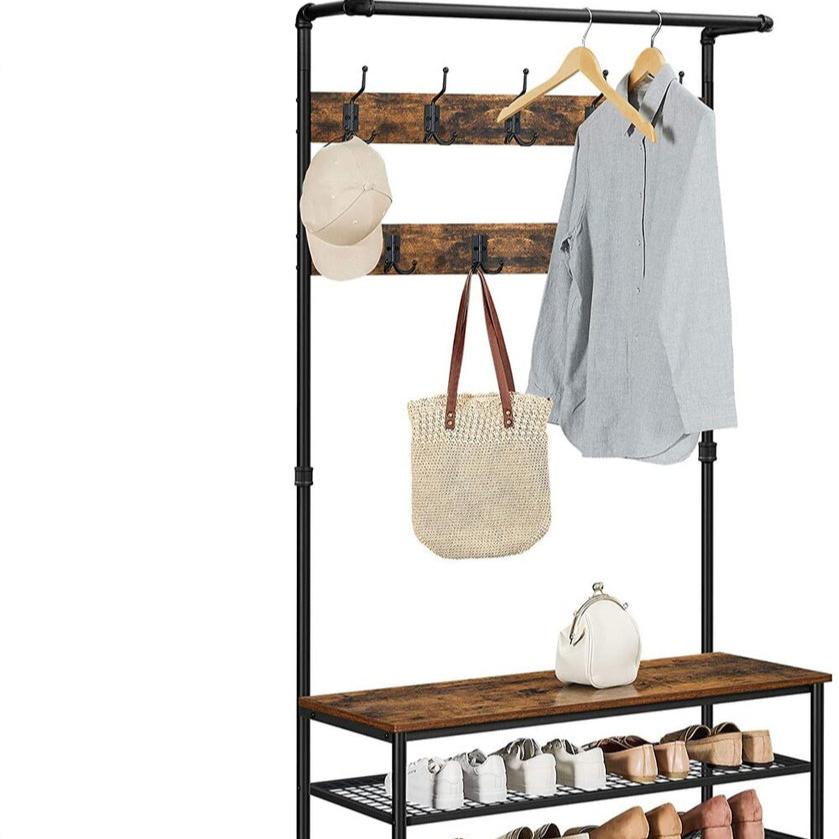 Coat and Shoe Rack Stand with 9 Hooks