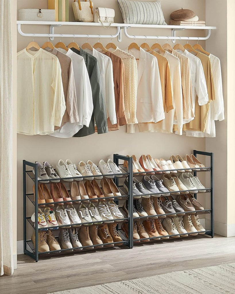 8-Tier Shoe Rack Storage 32 pairs with Adjustable Shelves - Gray