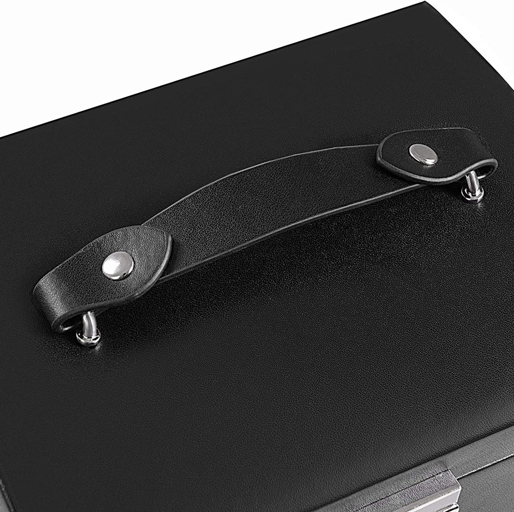 Lockable Jewellery Box Case with 2 Drawers and Mirror - Black