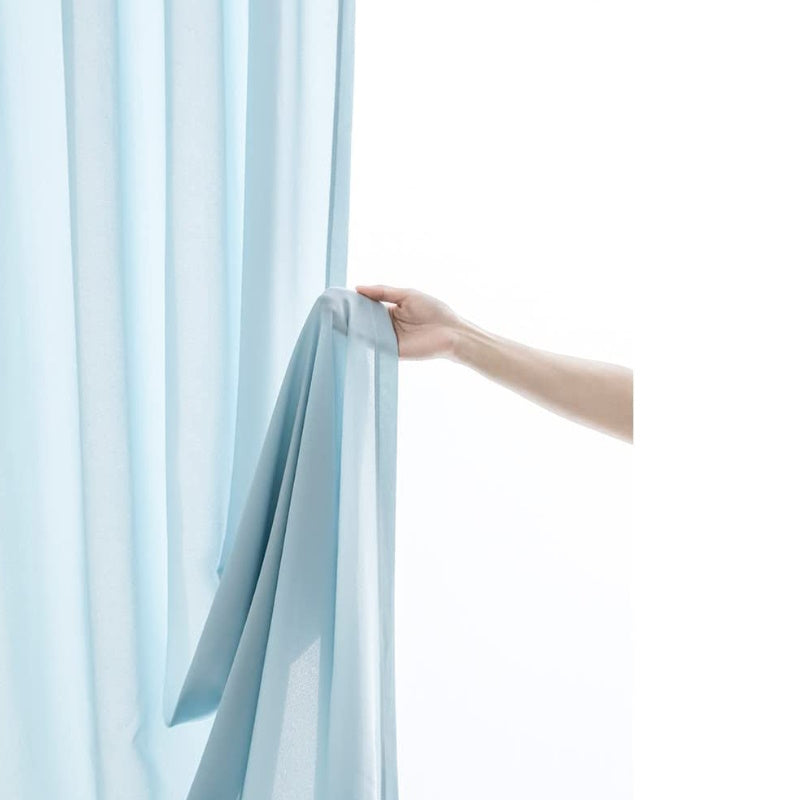 Set of 2 Natural Linen Blended Curtains -Dark Blue