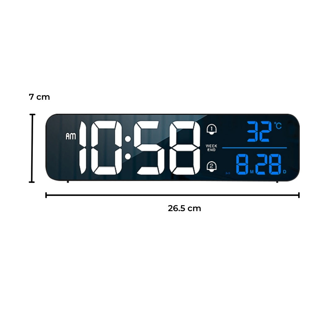 Mirrored Rechargeable Black Digital Alarm Clock