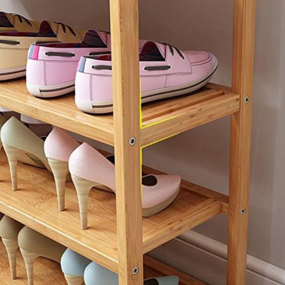 4 Tier Bamboo Shoe Rack Storage Organizer Stand Shelves