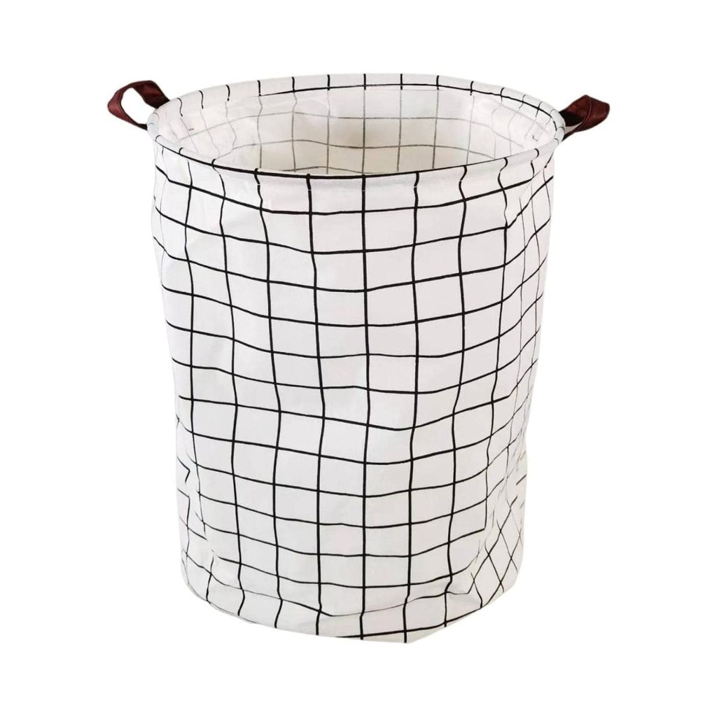 Laundry Basket Round Foldable (White Square)