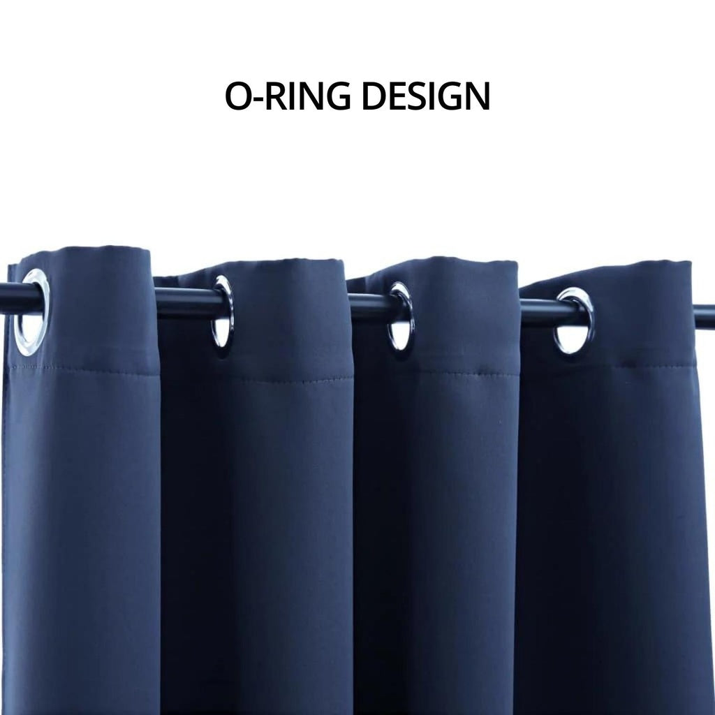 Set of 2 Thermal Insulated Blackout Window Curtains W132cm x D160cm - Dark Blue