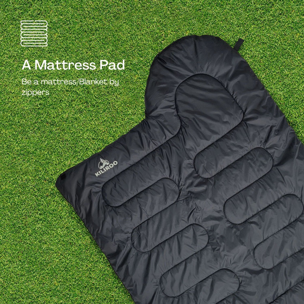 Camping Fibre Sleeping Bag 350GSM - Black