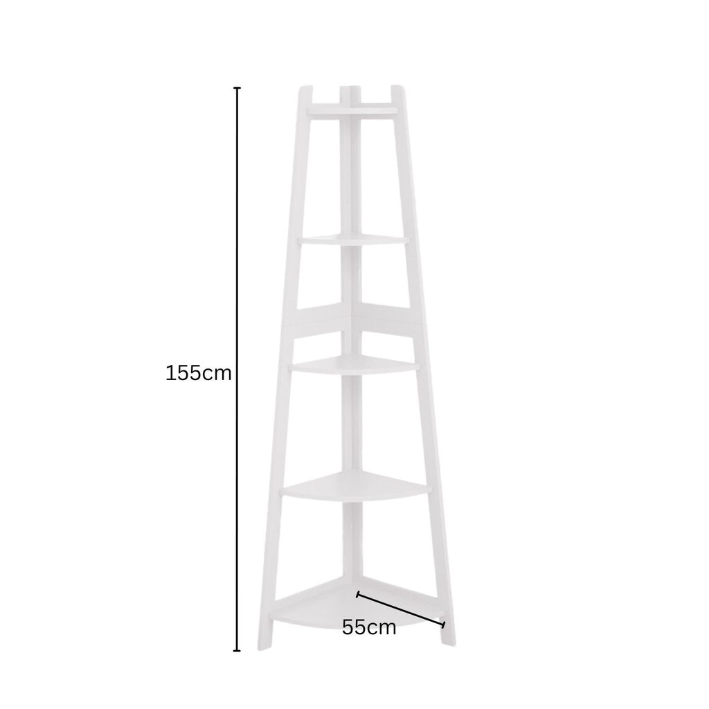 5 Tier Corner Ladder Shelf (White)