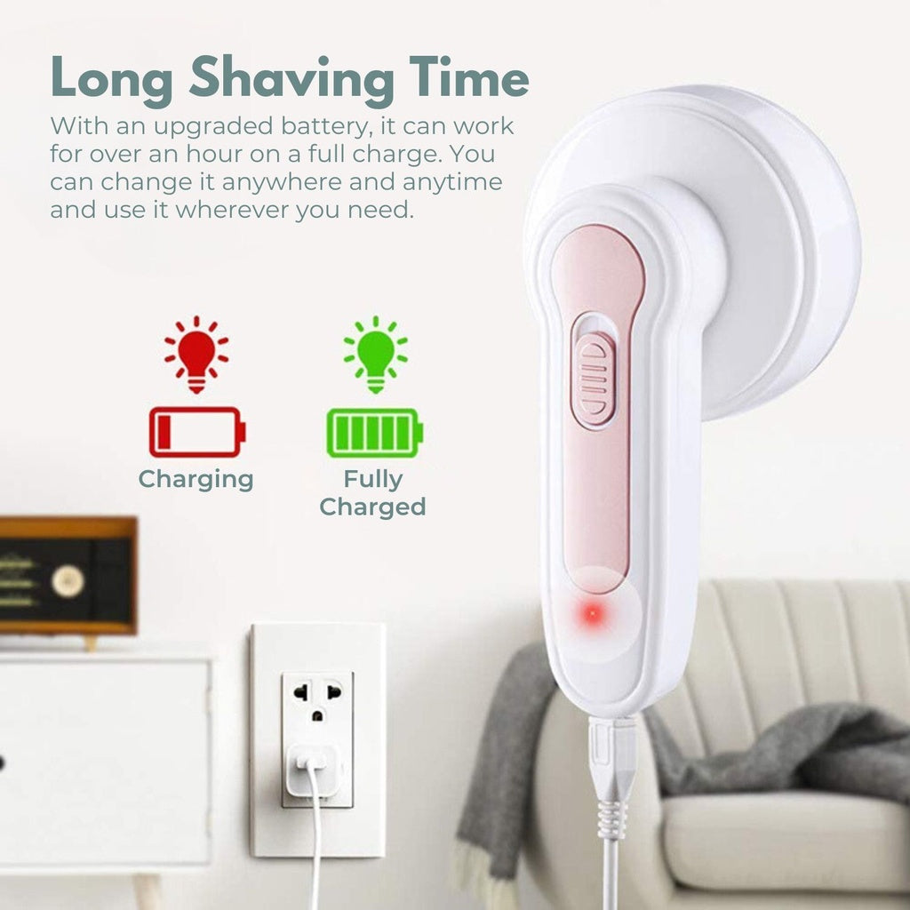 USB Rechargeable Fabric Shaver with 6 Blades Stainless Steel - White