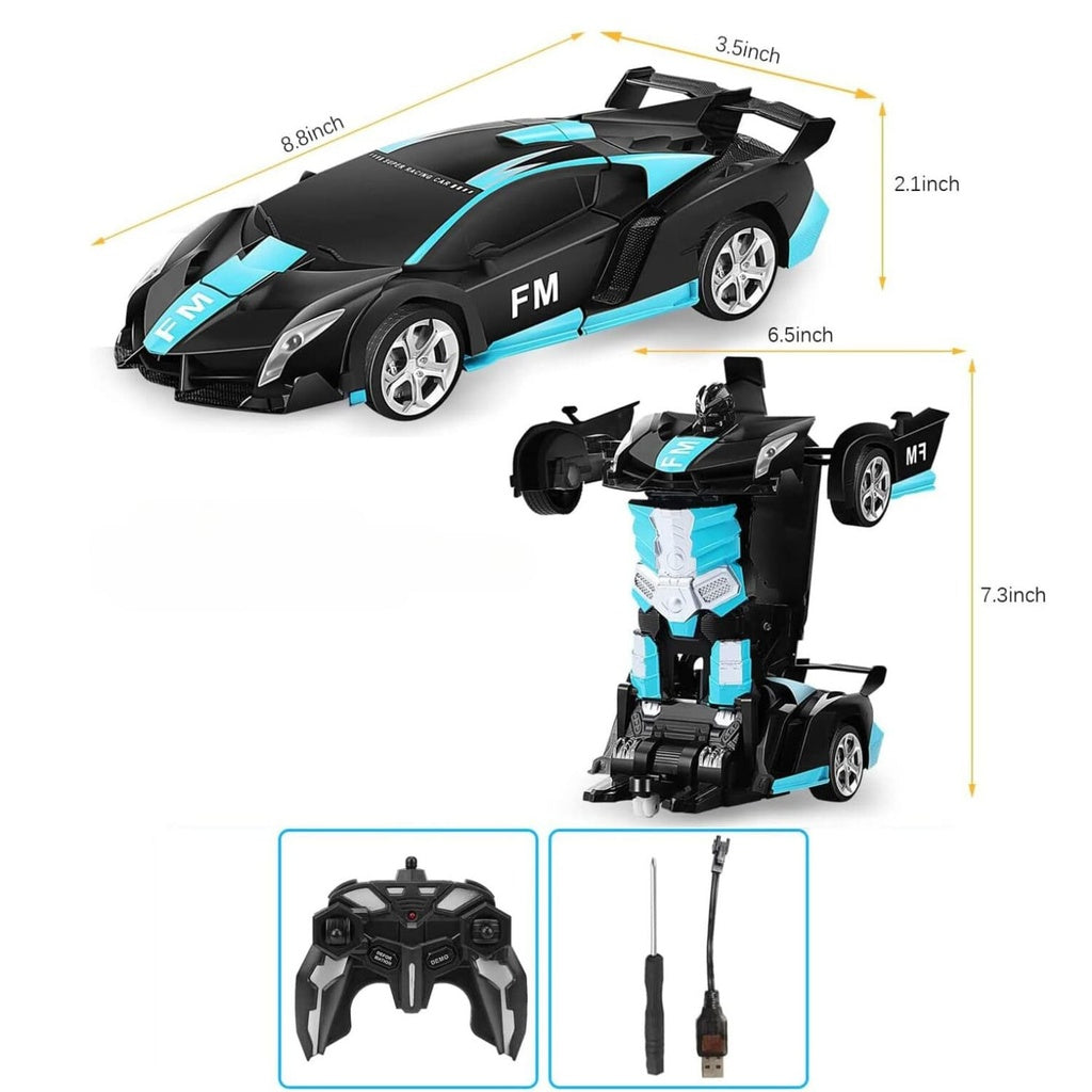 Transform Car Robot Sport Car with Remote Control (Black Cyan)