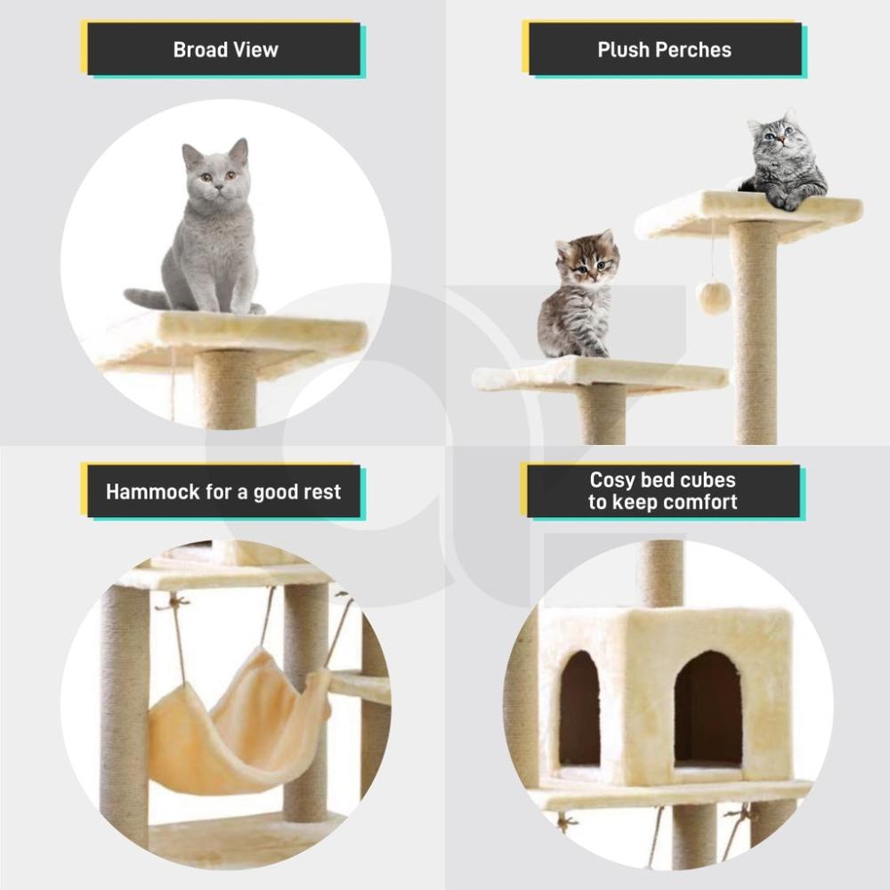 Playful and Fun Cat Tree (138cm Dark Grey)