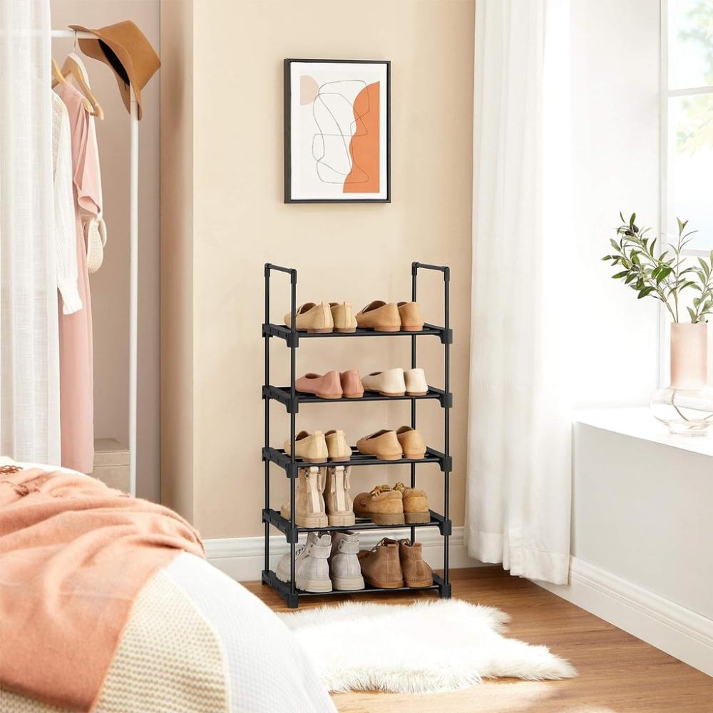 5 Tier Metal Shoe Rack for 10 Pairs of Shoes - Black