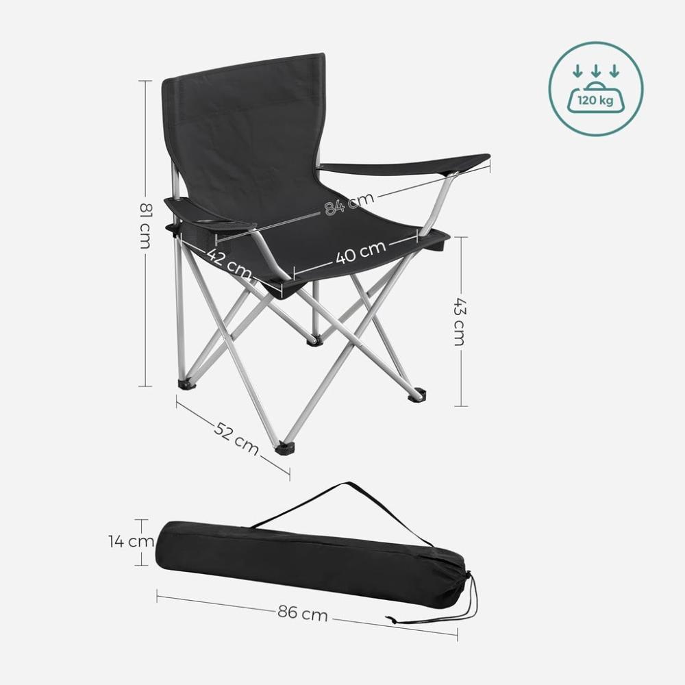 Folding Camping Outdoor Chairs with Armrests - Set of 2