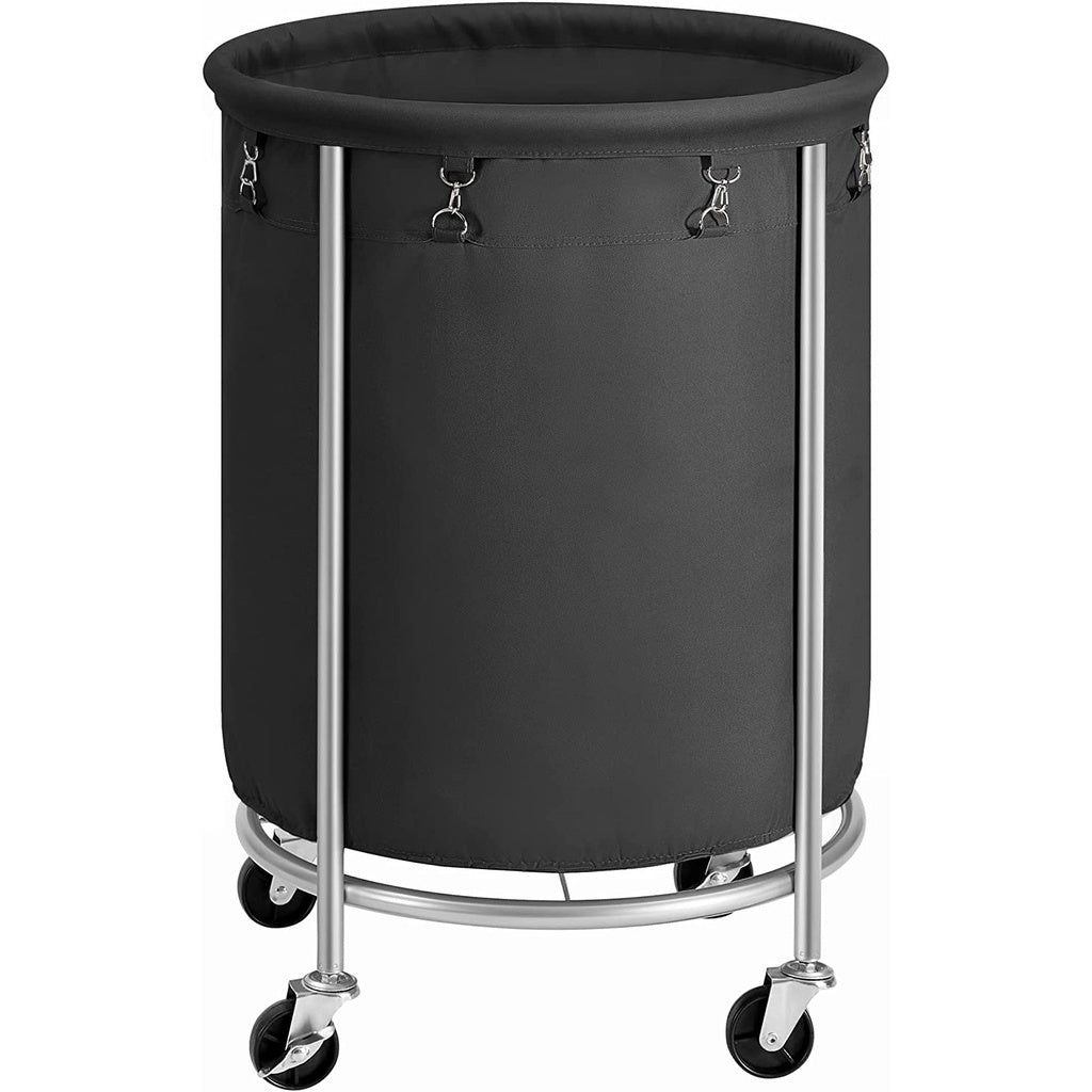 Sturdy Laundry Basket with Wheels - Black