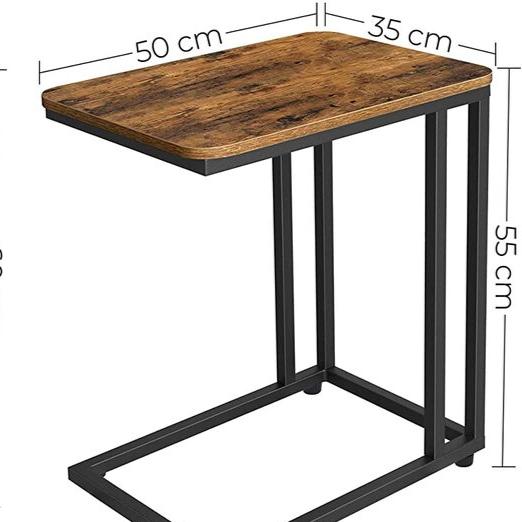 C-Shaped Side Table with Wheels