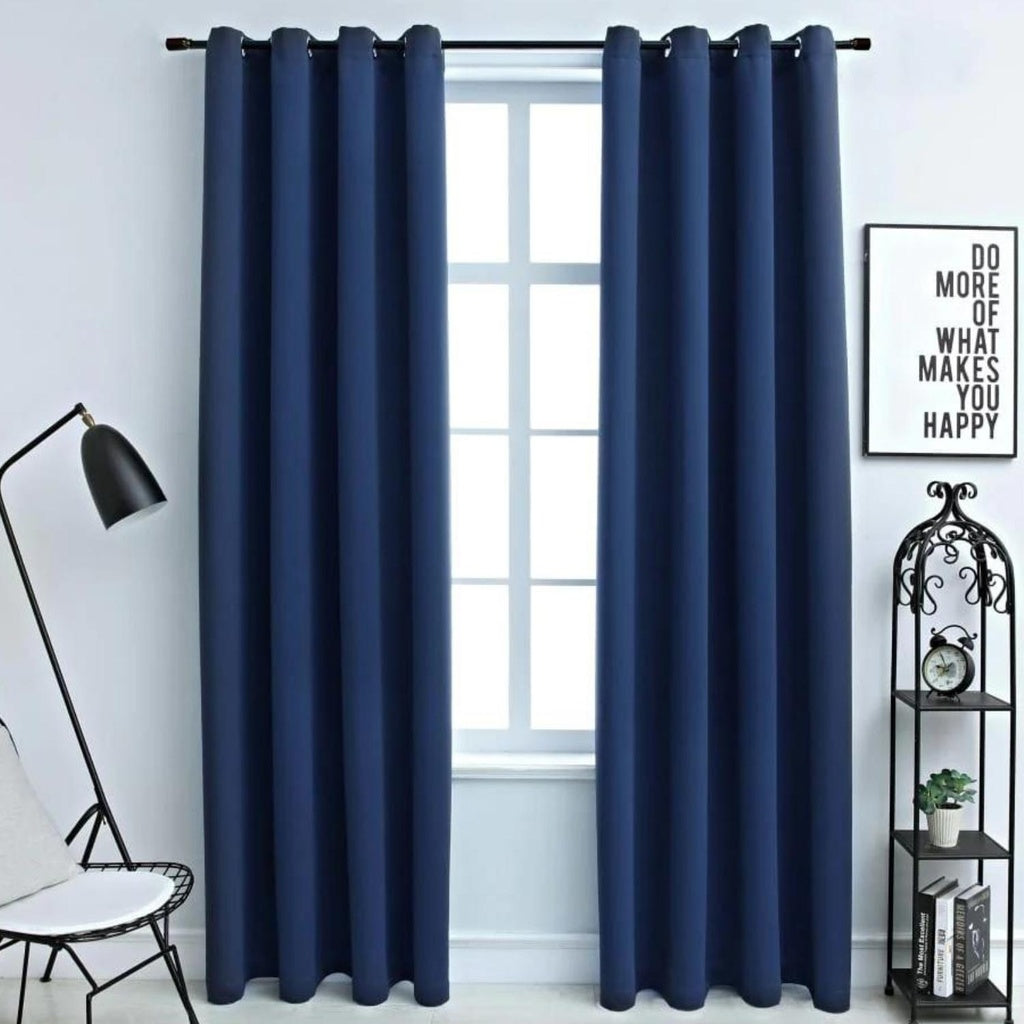 Set of 2 Thermal Insulated Blackout Window Curtains W132cm x D213cm - Dark Blue