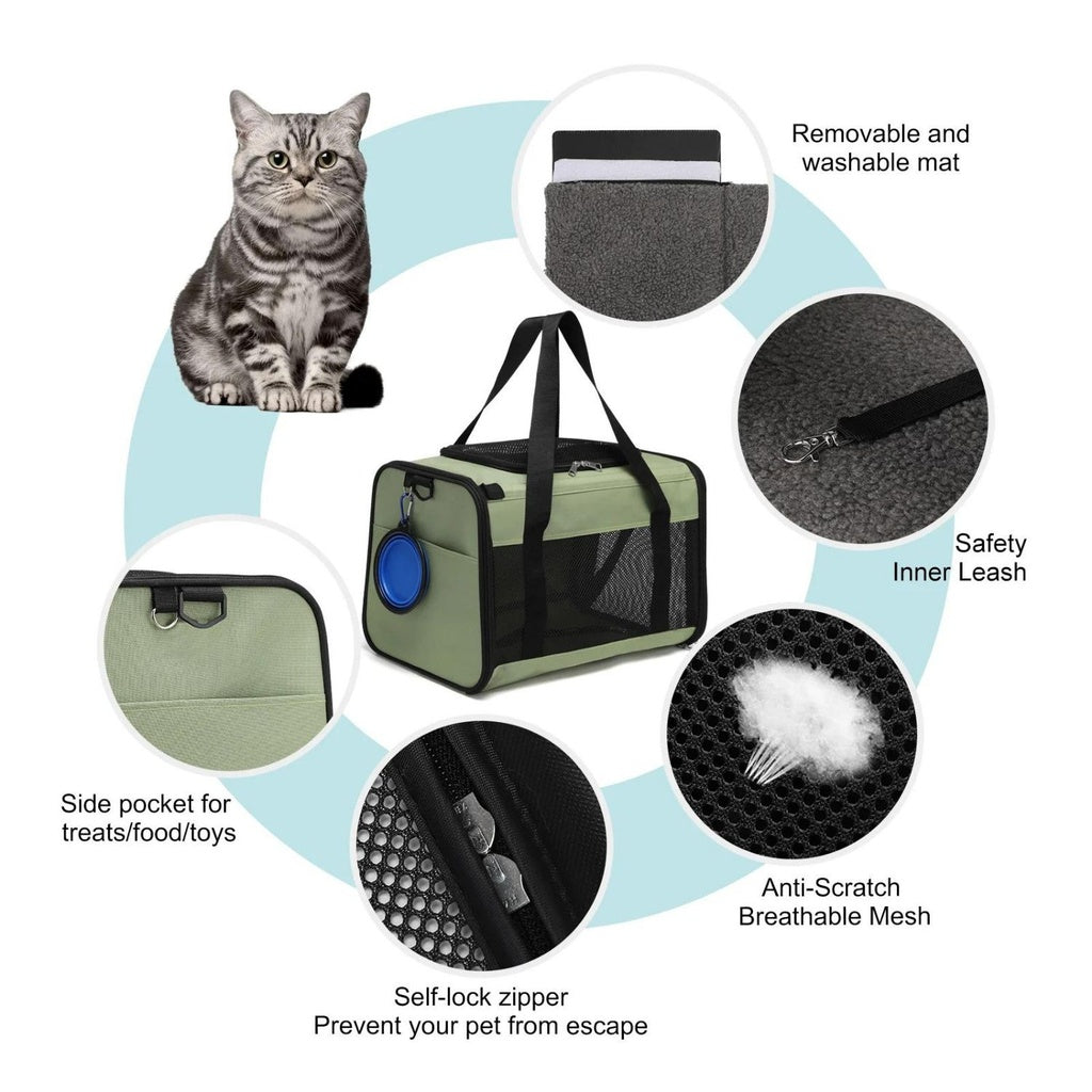 Adjustable Portable Pet Carrier-M Size (Green)