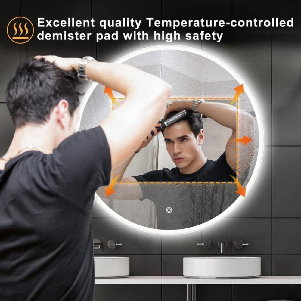 Round LED Mirror with Bluetooth Speaker - 80cms