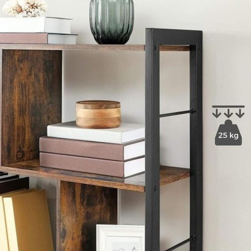 Metal Bookshelf Rustic Brown and Black