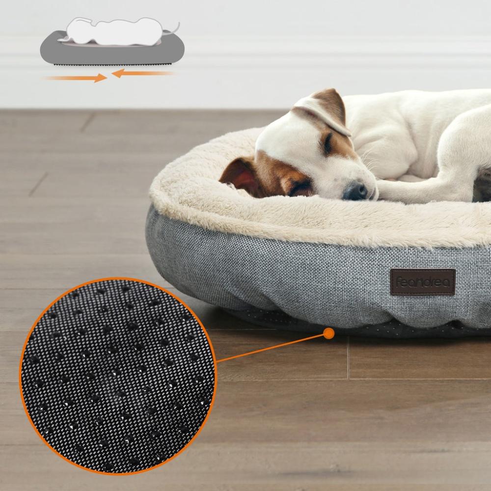 Round Shape Fabric Grey Dog Sofa Bed - 55cms