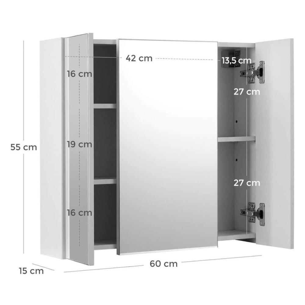 Bathroom Wall Cabinet with Mirror - White