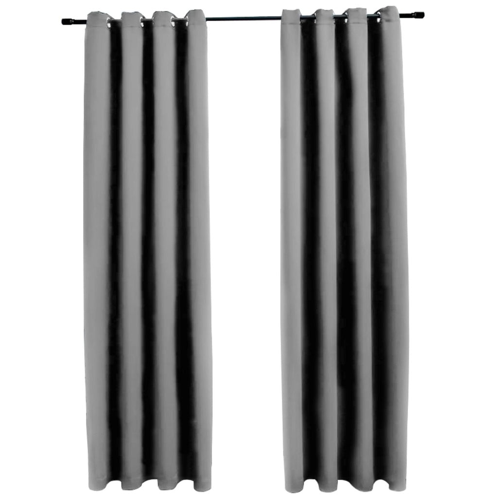 Set of 2 Thermal Insulated Blackout Window Curtains W132cm x D213cm - Light Grey