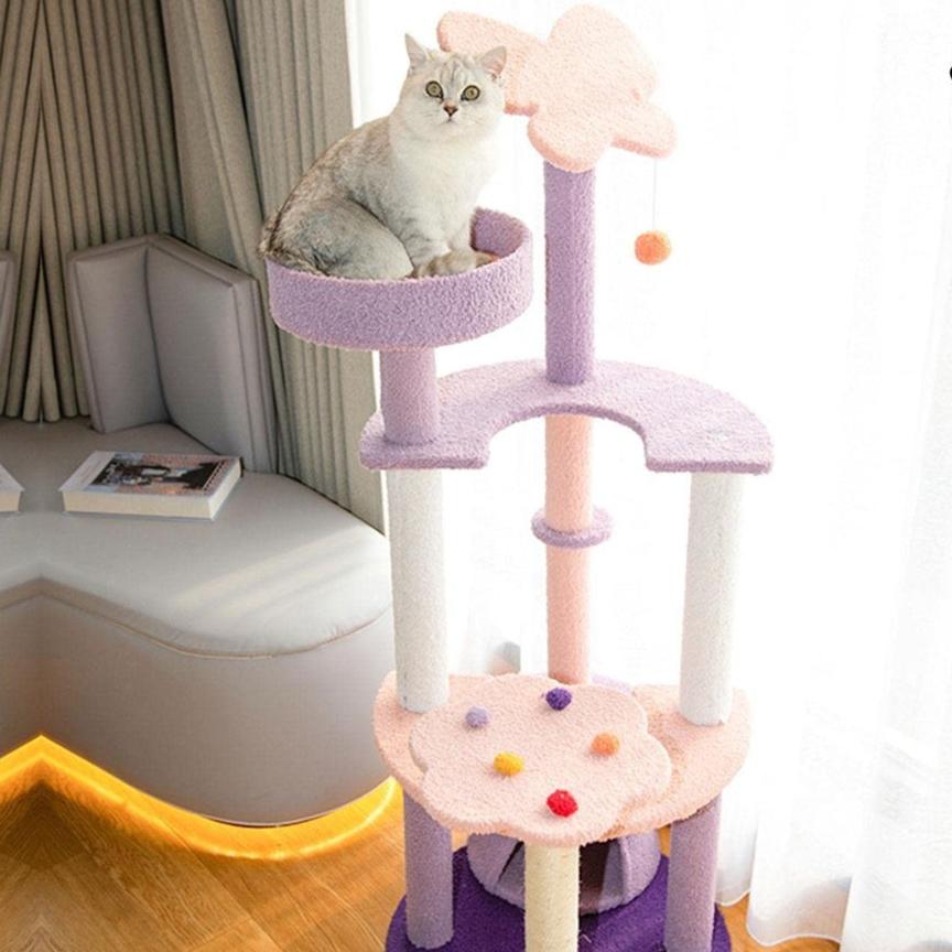 Butterfly Plush Cat Condo Cat Tree Pink Purple - 160cms